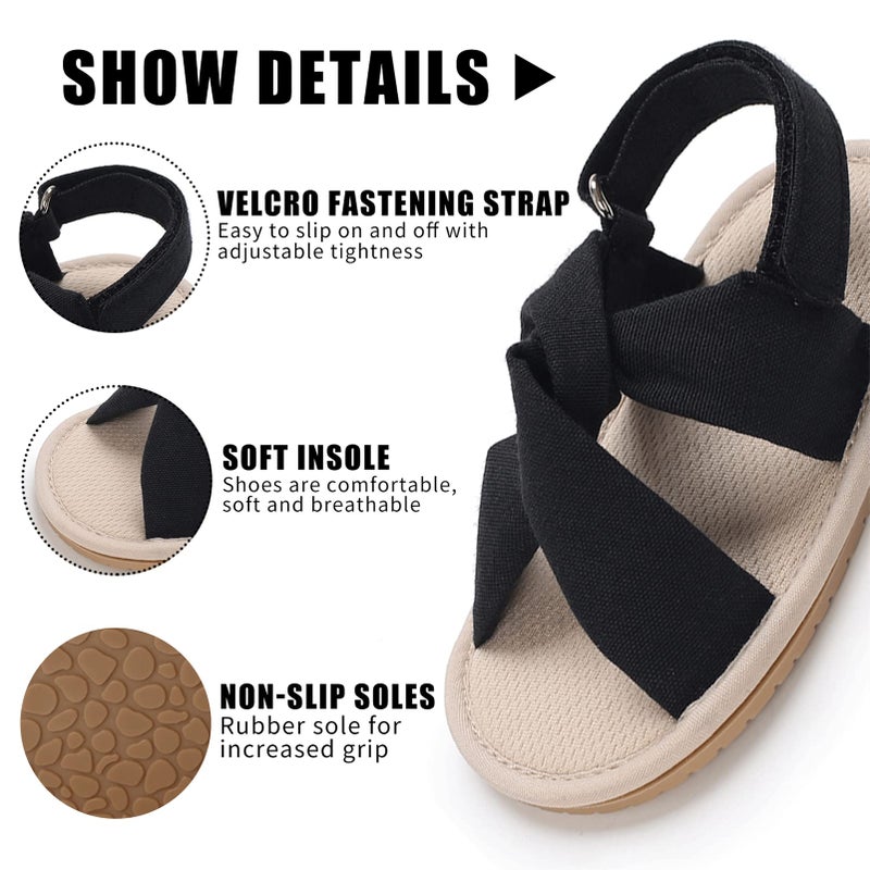 CoKate Baby Boys Girls Sandals Rubber Sole Outdoor First Walker Toddler Girls Boys Summer Shoes, D-khaki, 9-12 Months Infant - Image 3